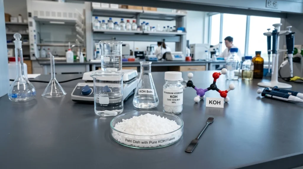 Hydroxid draselný v laboratóriu a priemysle