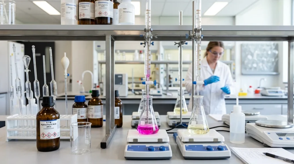 Laboratórna titrácia a analýza kyseliny chlorovodíkovej